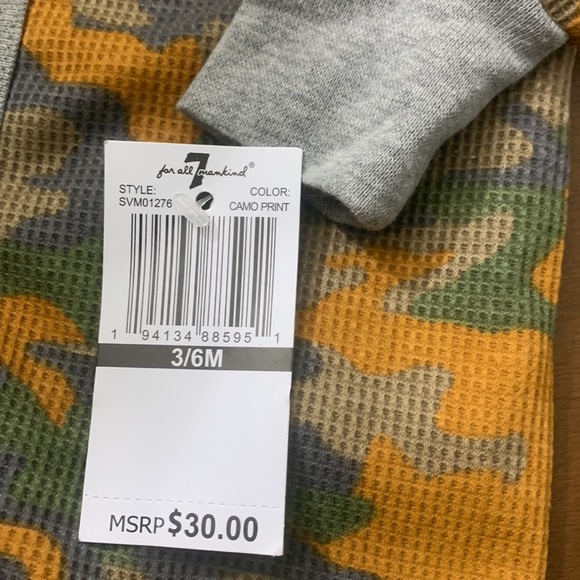 7 for All Mankind camouflage print onesie, 3/6M - Picture 3 of 5